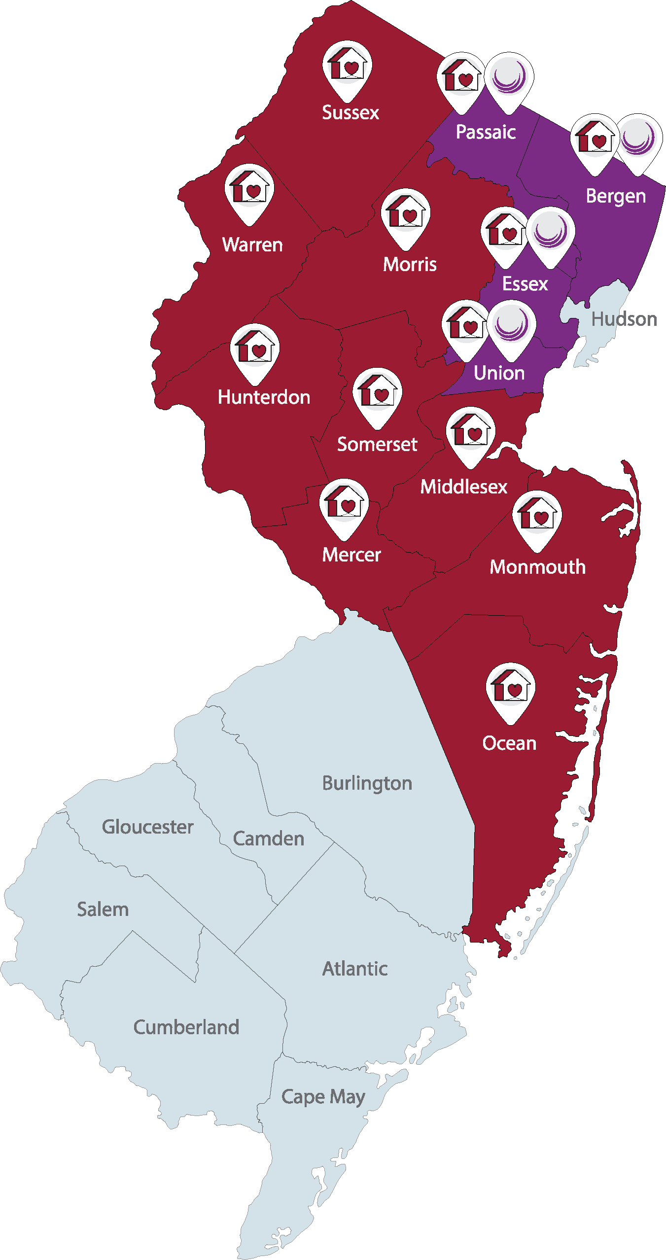Service Areas in New Jersey